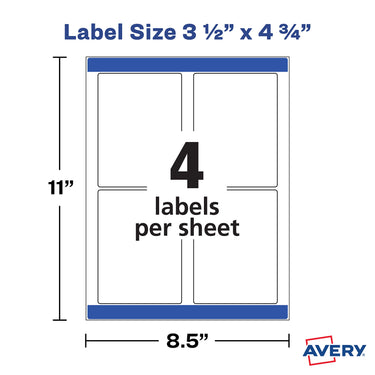 Avery Printable Blank Rectangle Labels, 3.5